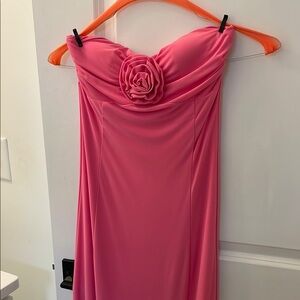 Pink Strapless Dress with Floral Detail